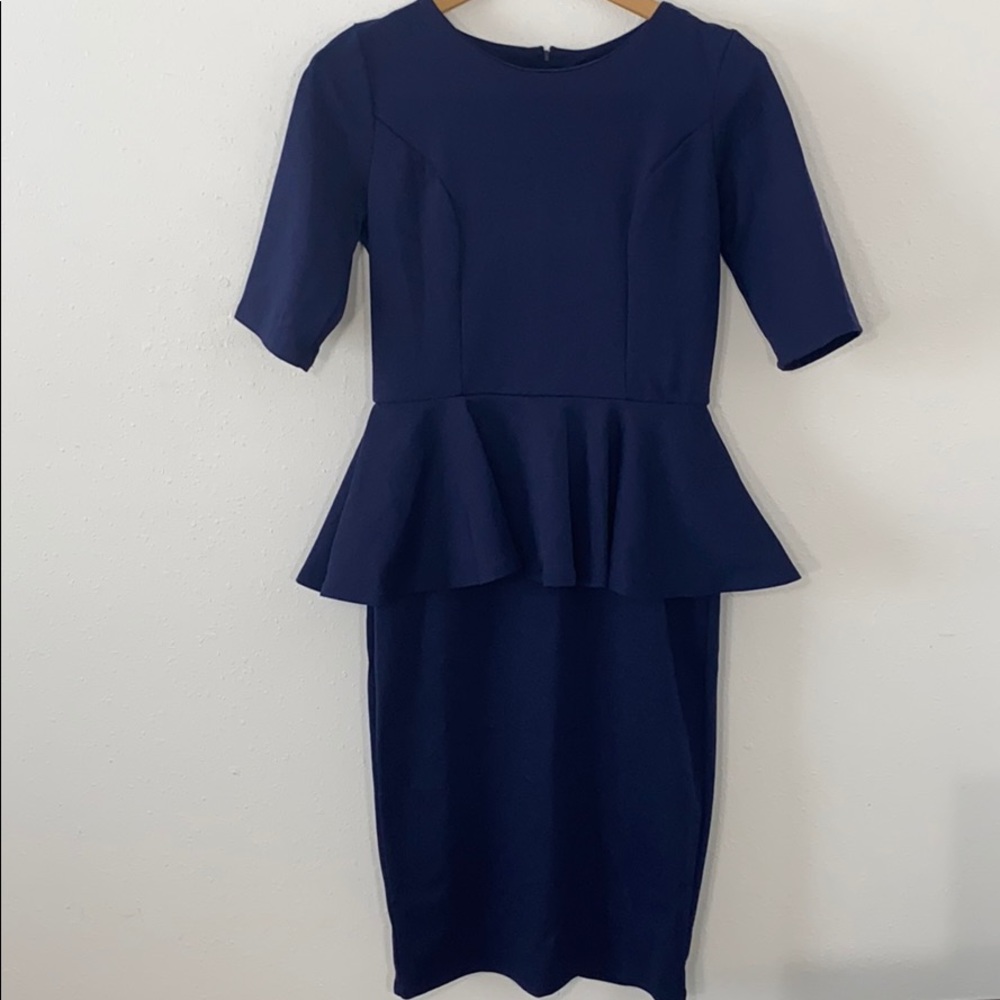 Navy Peplum Dress